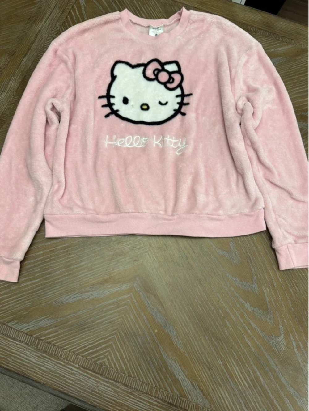 Sanrio Hello Kitty Pink Faux Fur Plush Sweatshirt